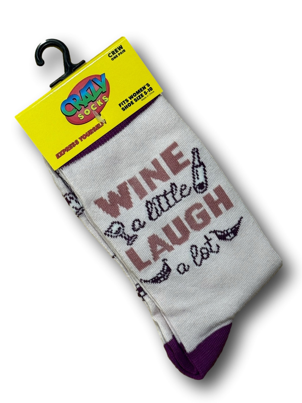 3/$15 Wine Bottles "Wine A Little, Laugh A Lot" Funny Novelty Crew Socks - NWT - Picture 3 of 3